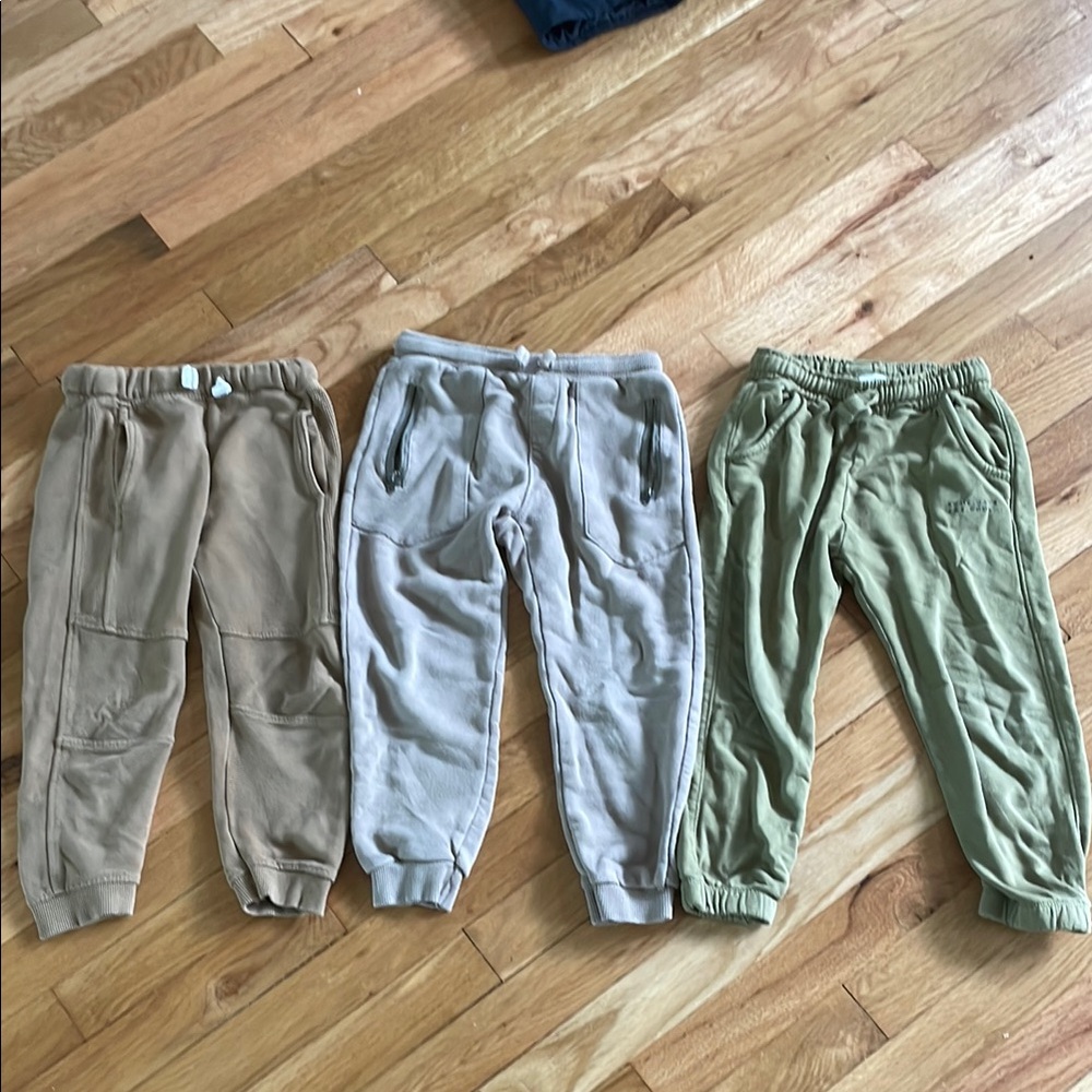 Zara Kids Jogger Pants Set - Tan, Gray, Green